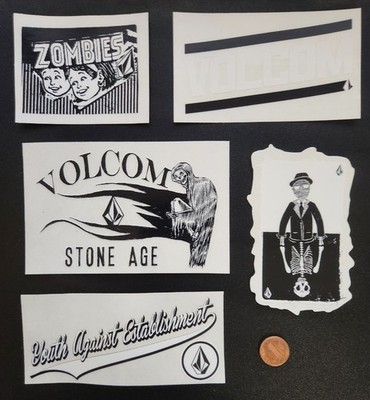VOLCOM Surf Snowboard BMX Skateboard 5 Sticker Set Flawless NEW old stock  #52