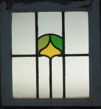 ABSTRACT OLD ENGLISH LEADED STAINED GLASS WINDOW 16.75" X 18.75"