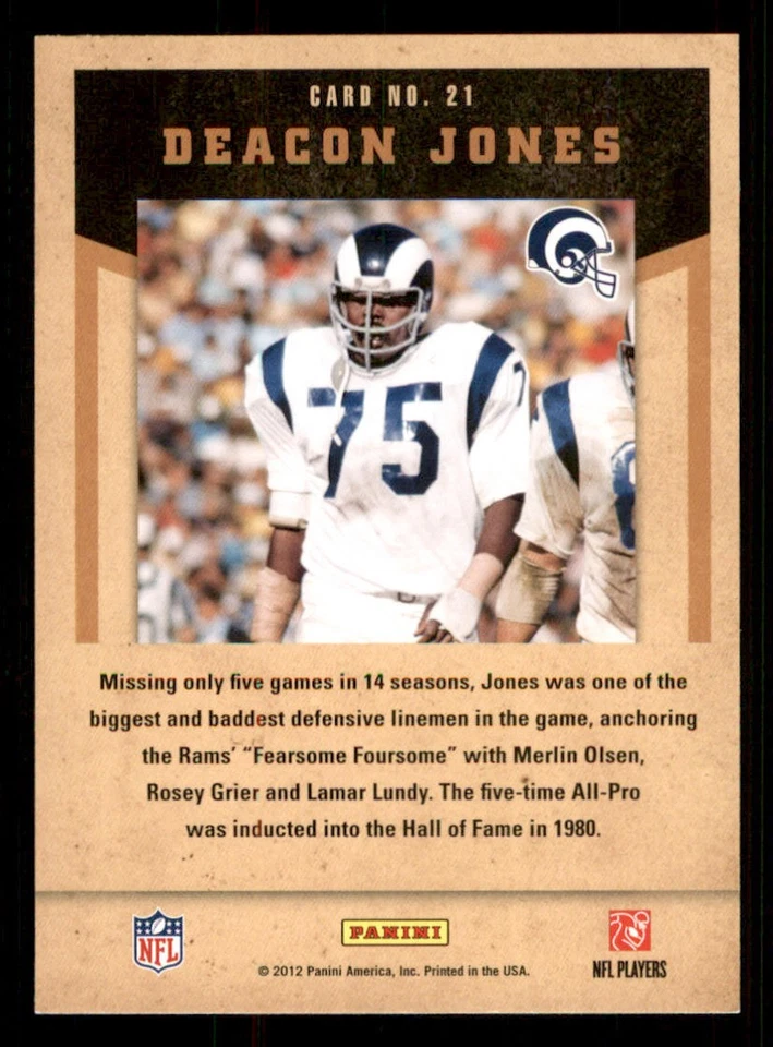 2011 Playoff Contenders Legendary Contenders #21 Deacon Jones - Image 2 of 2