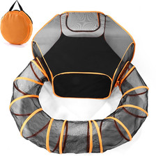 Odoland Pet Tunnel Cat Foldable Small Animal Playpen Portable Dog Plaype Orange