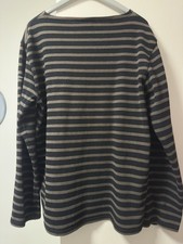 Women’s ST JAMES Breton Striped top in black and taupe. See measurements 