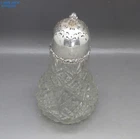 ANTIQUE GOOD SOLID STERLING SILVER MOUNTED CUT CRYSTAL GLASS CASTER 15CM 1904