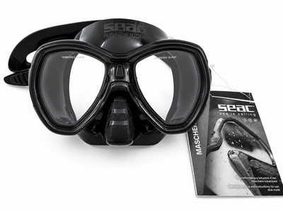 SEAC ELBA Tauchmaske Schnorchelmaske Tempered Glass Silikon Schwarz