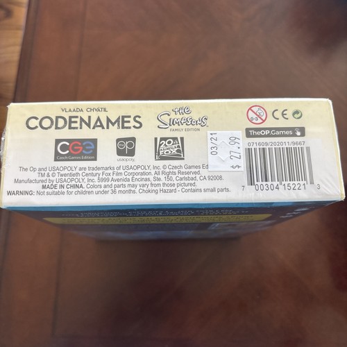 Codenames The Simpsons Family Edition Game Brand New Sealed Vlaada ...