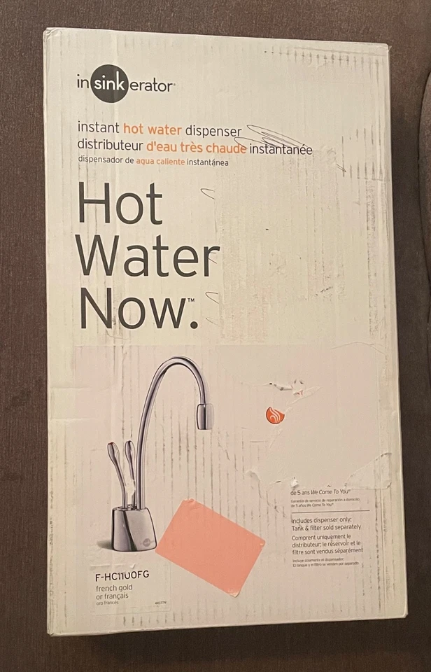 CONTEMPORARY INSTANT HOT AND COLD WATER DISPENSER FAUCET FRENCH GOLD F-HC1100FG  - Image 2 of 4