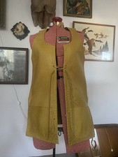 Vintage 60s/70s handmade mustard yellow leather vest size small