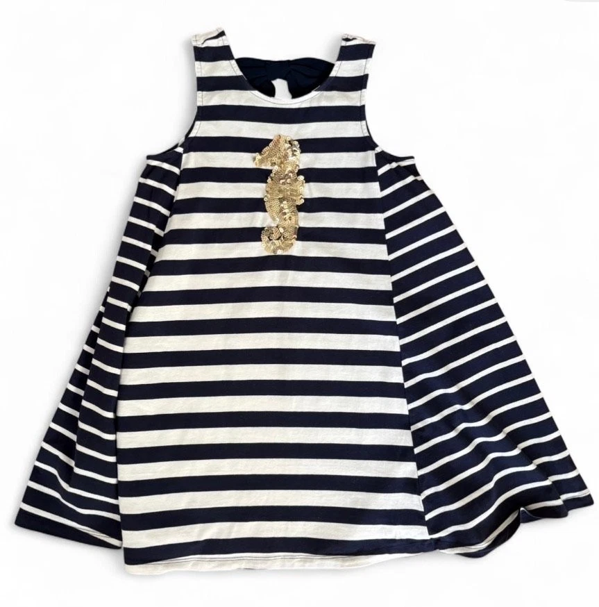 Tommy Bahama Girls' Striped Sequin Seahorse Dress