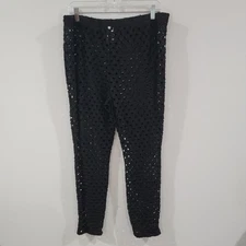 Romwe Womens Pants Size 2XL Black Eyelet Goth Punk Grunge