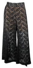 STELLA McCARTNEY 2018 Black Cotton-Blend Lace Sheer Wide Leg Crop Pants 44