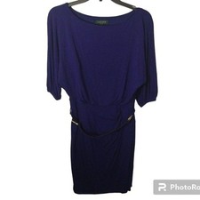 Lauren Ralph Lauren belted batwing sleeve dress Sz 4 blue Classic Office Party