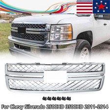 For 2011-14 Silverado 2500hd 3500hd Chrome Front Grille W Chrome Hood Trim For 2011-14 Silverado 2500hd 3500hd Chrome Front Grille W Chrome Hood Trim