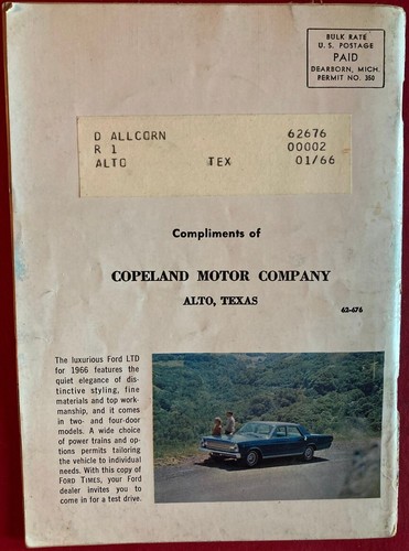 1966 January Ford Times Magazine Falcon Jim Clark Indy Winner Garibaldi Square - Picture 5 of 5