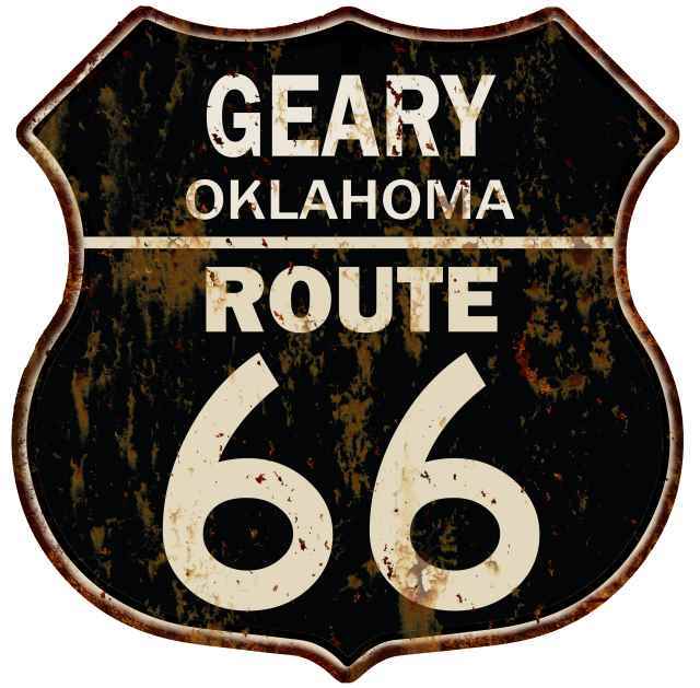 GEARY, OKLAHOMA Route 66 Shield Metal Sign Man Cave Garage 211110014210