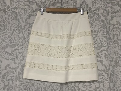Ann Taylor LOFT Lace Insert Career Office Mini Dress Ivory Off White 2