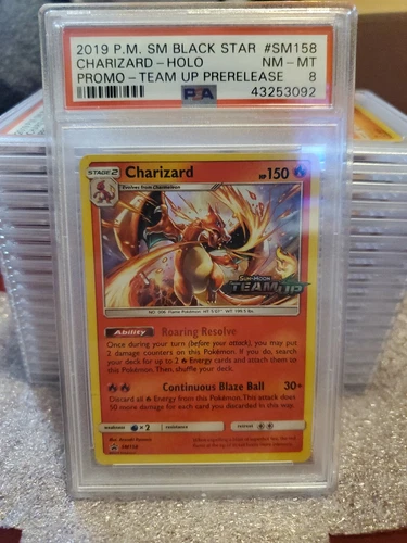 2019 Pokemon Black Star Promo Team Up Prerelease Charizard Sm158 Psa 8