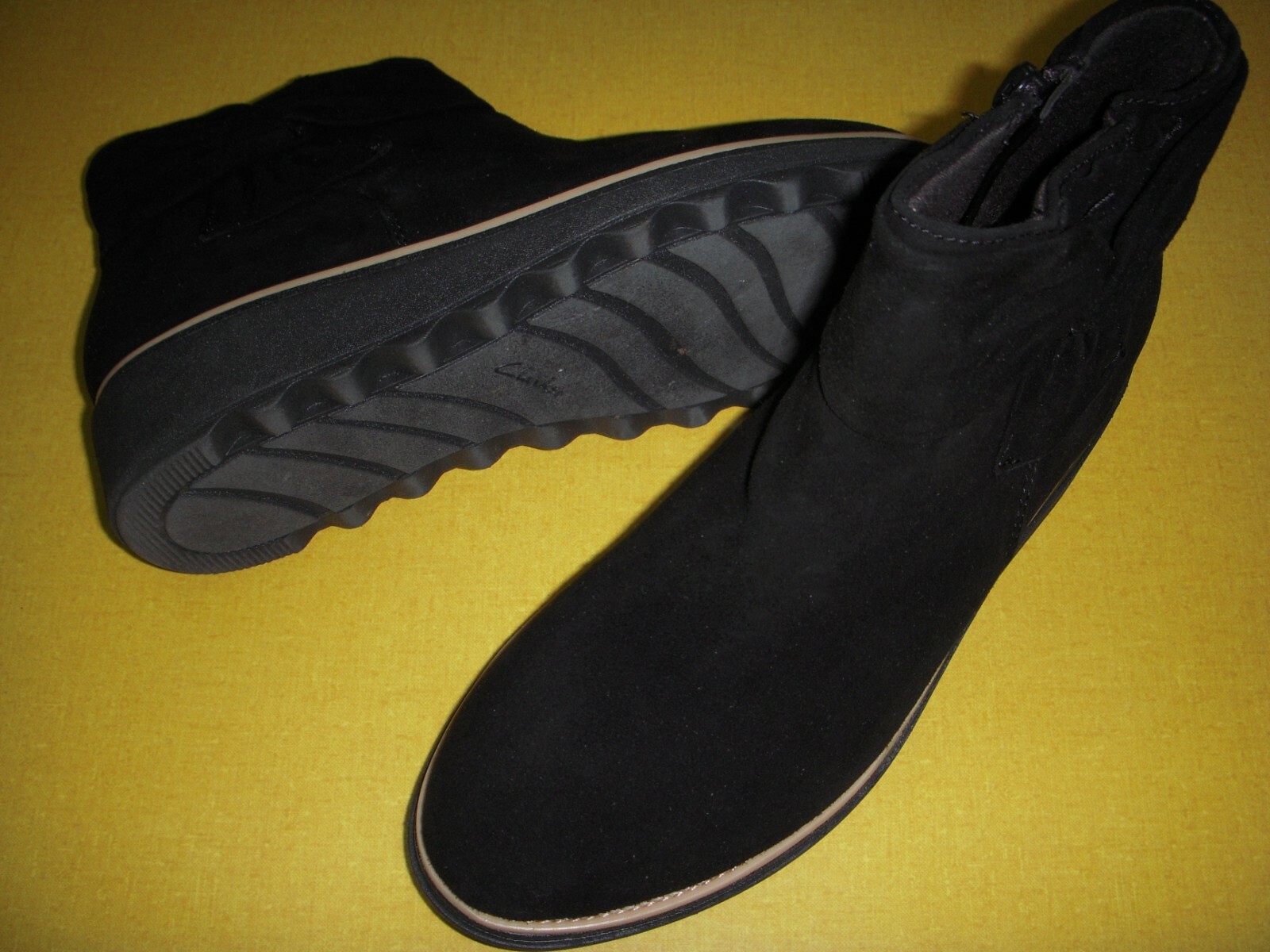 clarks collection suede ankle boots with bow