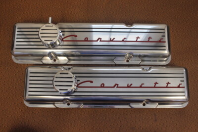 Chevy SB STOCK HEIGHT Corvette Script In Red Ball Mill Lines In Black ...