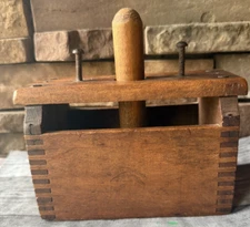 Primitive Wood Butter Mold Dovetail Joints Rectangular 6"x3"