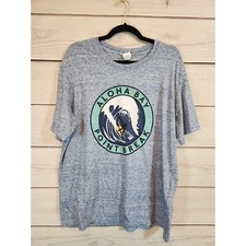 H&M Mens Blue Solid Crew Neck Aloha Bay Point Break Short Sleeve T-Shirt Size XL