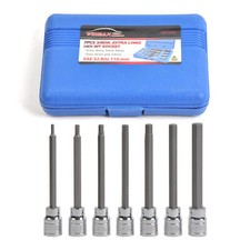 7pc Extra Long Allen Hex Bit Socket Set 38 Dr Metric 3-10mm S2 Cr-v Steel