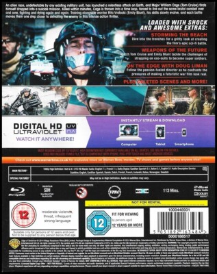 EDGE OF TOMORROW (2014) Blu-ray Slipcase TOM CRUISE Bill