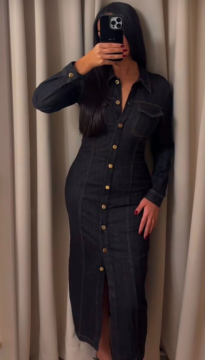 ZARA NEW WOMAN DENIM MIDI DRESS BLACK XS-XXL 2270/576/800 | eBay