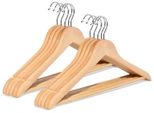 Premium 10-Piece Set of Wooden Hangers - Durable & Elegant Closet Organizers ...