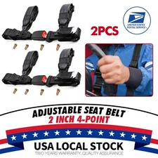 PAIR OF BLACK UNIVERSAL 4 POINT BUCKLE RACING SEAT BELT HARNESS FOR ATV UTV