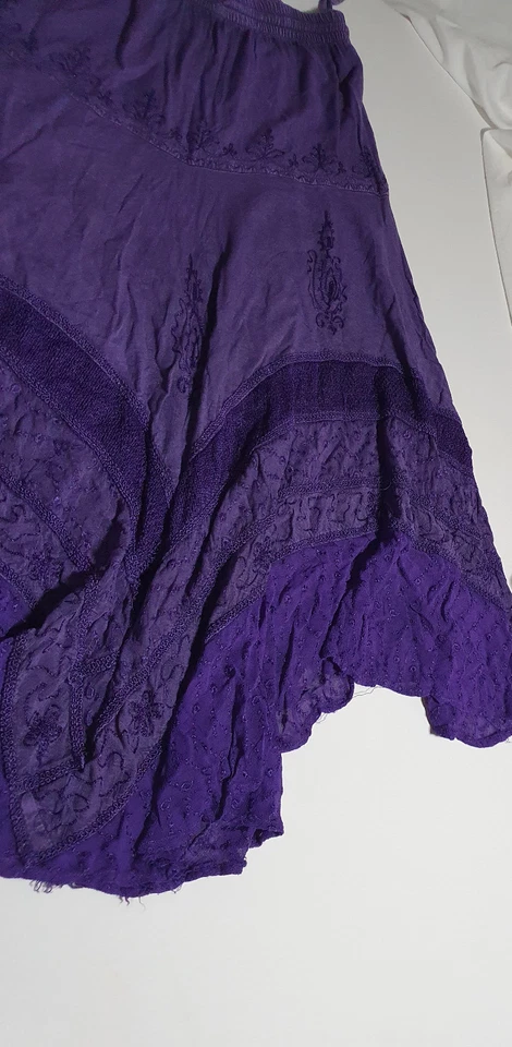 Festival Clothing Purple Boho Skirt India Made Elastic Waist Tiered Hem Gypsy 12 - image 3 of 4