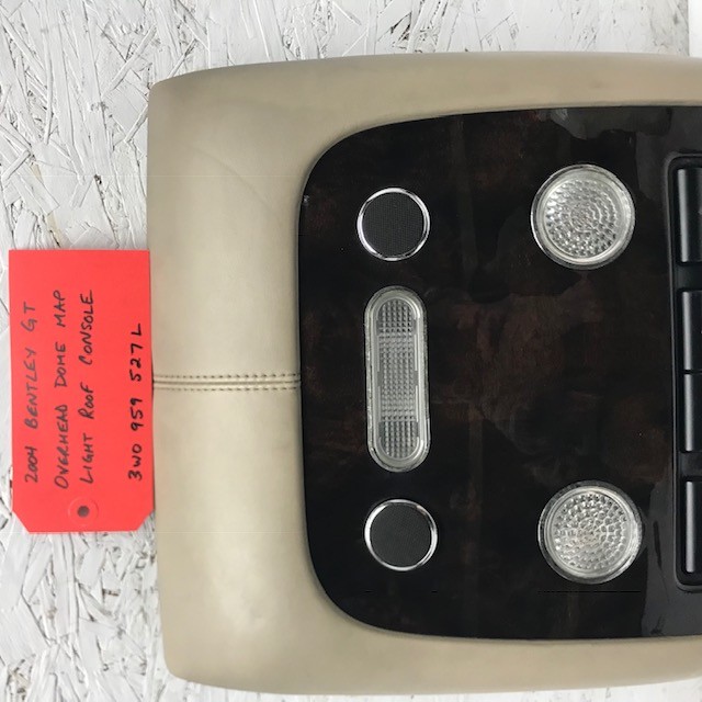 04+ BENTLEY CONTINENTAL GT FRONT OVERHEAD CONSOLE MAP LIGHT TRIM PANEL 3W0959527