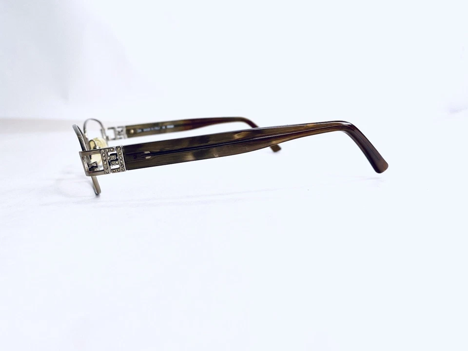 Fendi Gold Rectangular Eyeglasses Amber Studded Temples Italy F782R 54 17 135 - Image 3 of 4