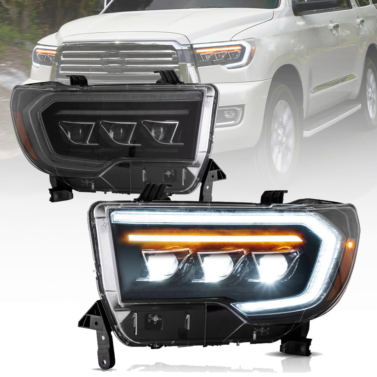 LED Projector Headlights For Toyota 07-13 Tundra & 08-20 Sequoia