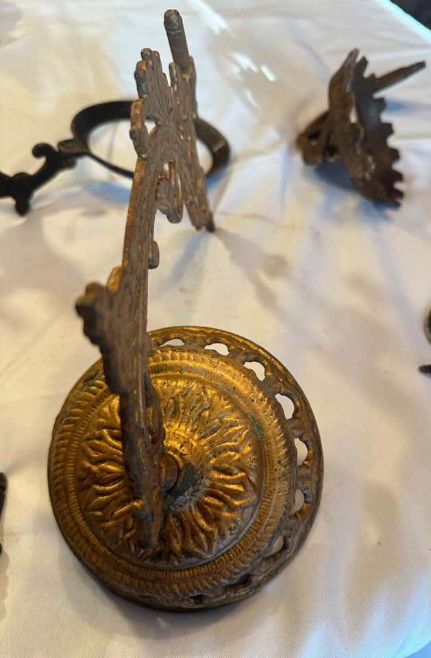 Vtg Antique Lot Assorted Metal Lighting Lamp Light Fixture Parts