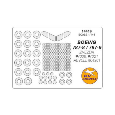 KV 1/144 Boeing 787-8 / 787-9 Masks for Zvezda #7008, #7021 / Revell #04261