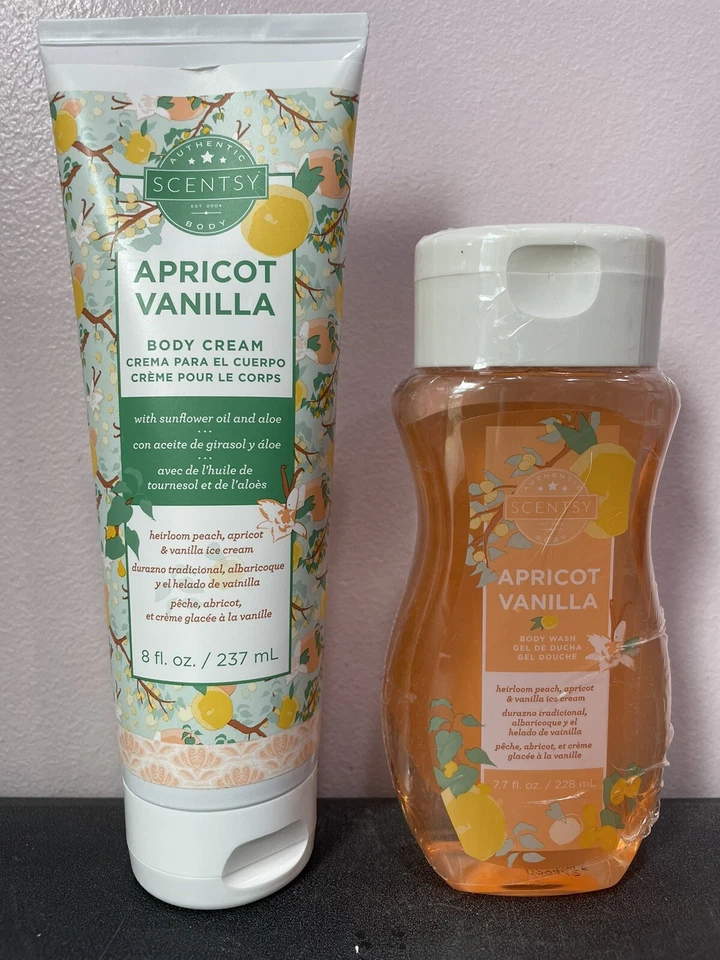 Juego de 2 lociones Scentsy ALBARICOQUE VAINILLA crema corporal lavado corporal 8 oz 7,7 oz Foto 3 de 3