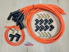 Ton's 45* 135* 8mm Orange Spark Plug Wires Universal Chevy GM Socket distributor