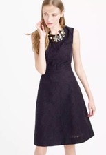 J.Crew Dress S Formal Weddings Jacquard Womens 2 Navy Blue NEW NWT Sleeveless