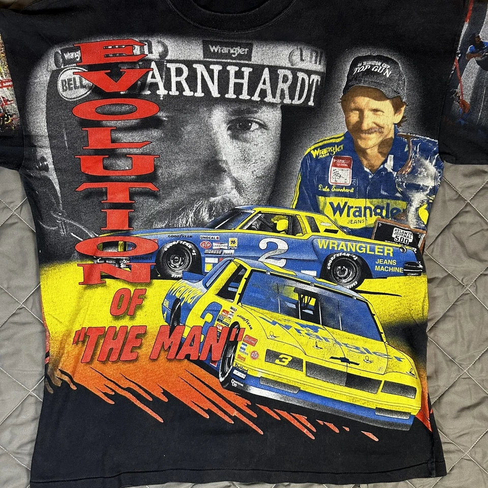 VINTAGE Chase Dale Earnhardt Shirt Large Black AOP Nascar Evolution of the Man - Image 3 of 4