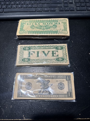 Nice Lot Vintage Toy Paper Money WHITMAN S.S.ADAMS & LUCKY MAZUMA $1 to $100,000