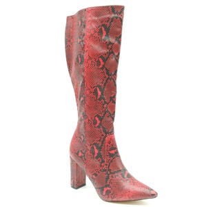 red snakeskin boots womens