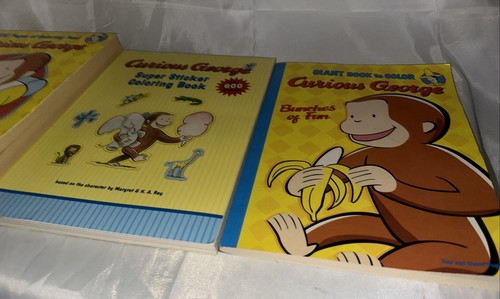 Curious George Giant Coloring Books Lot of 3 Bunches Of Fun 600 Stickers Unused - Picture 6 of 20