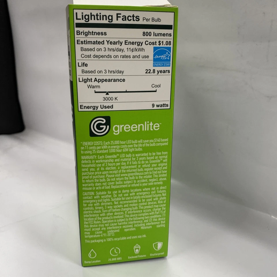 4 Pack 5000K DAYLIGHT 60W Equivalent Using 9W LED Indoor Non-Dimmable Bulbs - Image 3 of 4