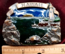 Vintage Enameled Hawaii Belt Buckle Lighthouse Sea 1978 Bergamot Brass Works