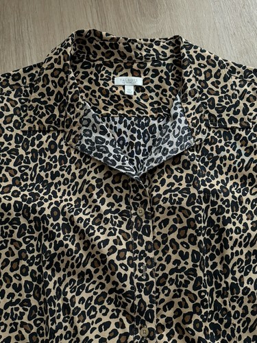 Talbots leopard print Button Down shirt Size 16P animal Cheetah long sleeve - Picture 5 of 9