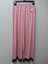 Hue Pink Green Geometric Pajama Pants w/ Black Border Women's Sz Small PJ54140