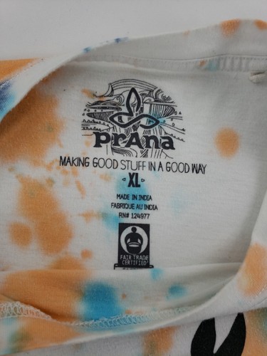Prana "Wise Ass" Logo Short Sleeve T-shirt XL Mens Blue Orange Tie-dye - Picture 8 of 18