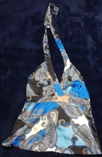 Attention Women's Paisley Halter Top Silk Size 12 Behind the Neck Tie Zipper