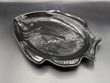 Caleca Vassoio Pesce Grande Nero 34x26cm Dipinto A Mano