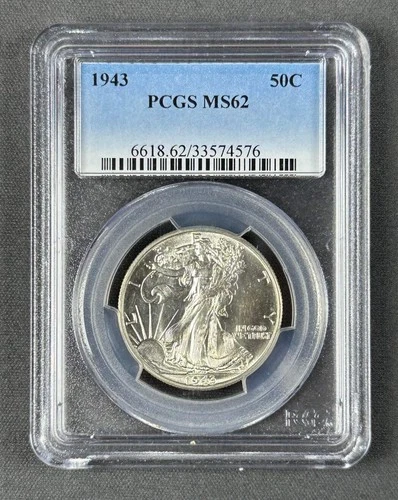 1943 Walking Liberty Half Dollar 50¢ – PCGS MS62 – U.S. Silver Coin