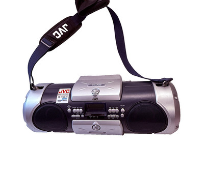 JVC RV-B55 Kaboom Bass Boombox CD Radio Kassette Vintage silber